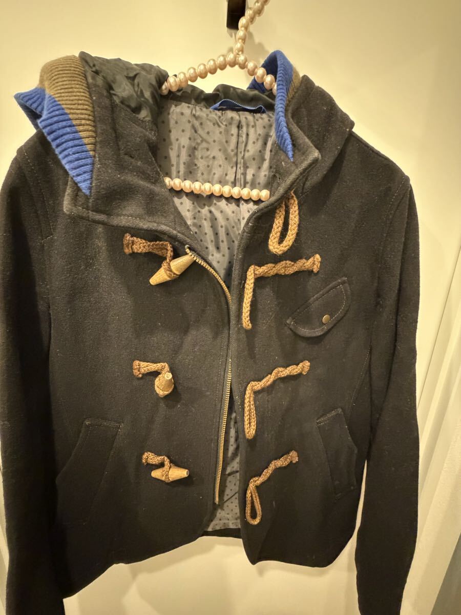 ! Frapbois FRAPBOIS чёрный черный пальто полупальто "даффл коут" Short мужской M~L примерно USED!