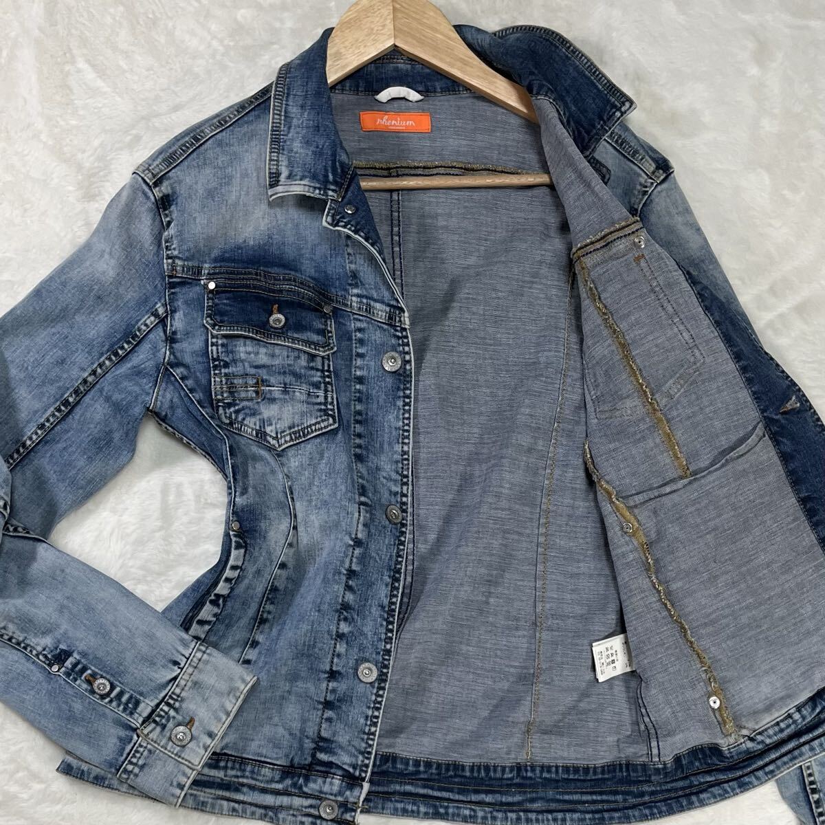 美品/L HIDEAWAYS NICOLE デニムジャケット インディゴ 刻印ボタン ヴィンテージ加工 ハイダウェイニコル_画像1