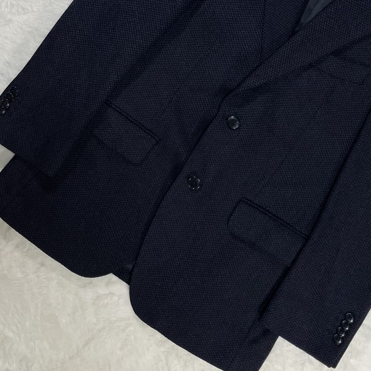 美品/カシミア100% 厚生地 冬向け Valentino Rudy テーラードジャケット ブラック 【静かにとろける贅沢の本質】 2B 総裏 光沢 M相当_画像4