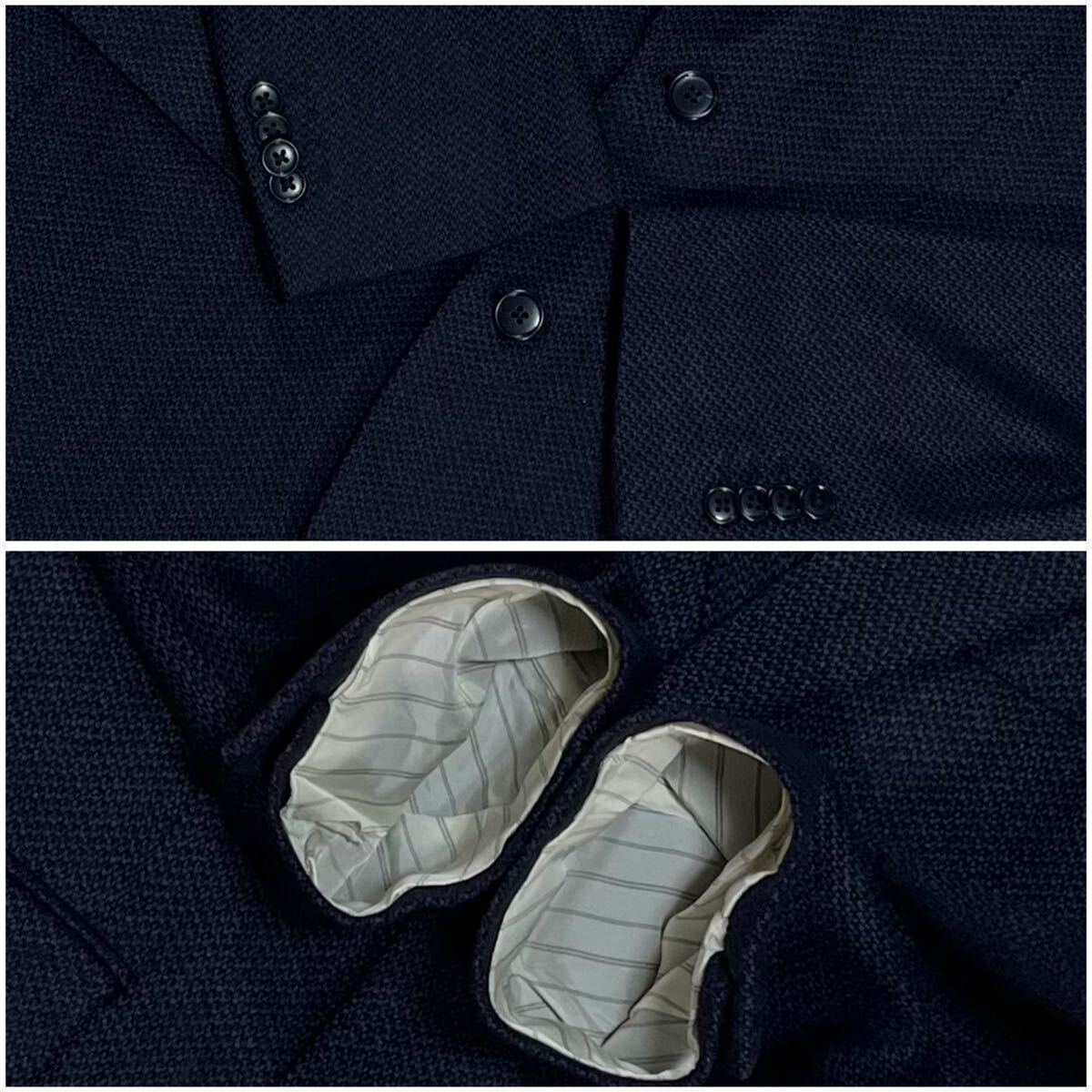 美品/カシミア100% 厚生地 冬向け Valentino Rudy テーラードジャケット ブラック 【静かにとろける贅沢の本質】 2B 総裏 光沢 M相当_画像5