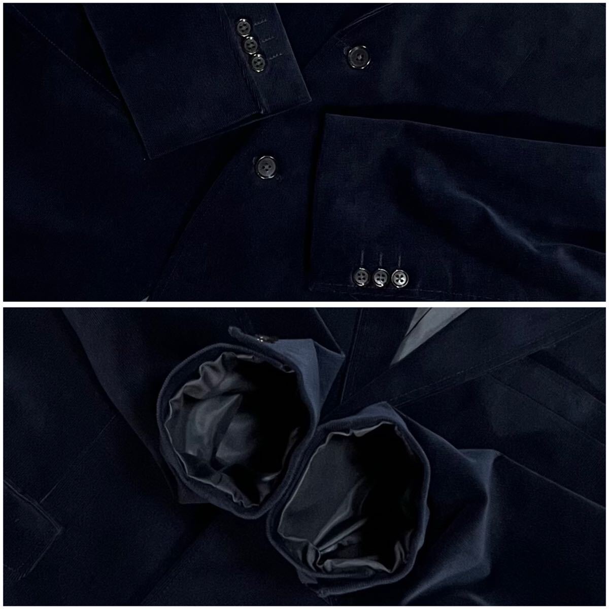 未使用級/XL 厚生地 冬向 TAKEO KIKUCHI テーラードジャケット ベロア 光沢 総柄 2B ブラック 内ポケット 近年ボックスタグ タケオキクチ M_画像6