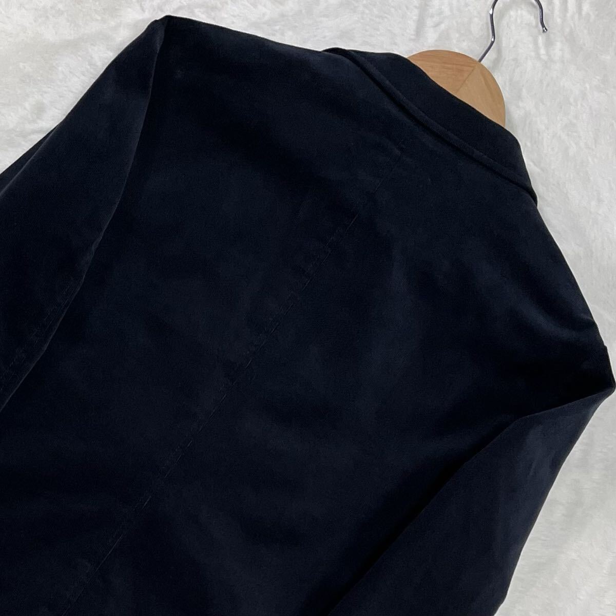 未使用級/XL 厚生地 冬向 TAKEO KIKUCHI テーラードジャケット ベロア 光沢 総柄 2B ブラック 内ポケット 近年ボックスタグ タケオキクチ M_画像8