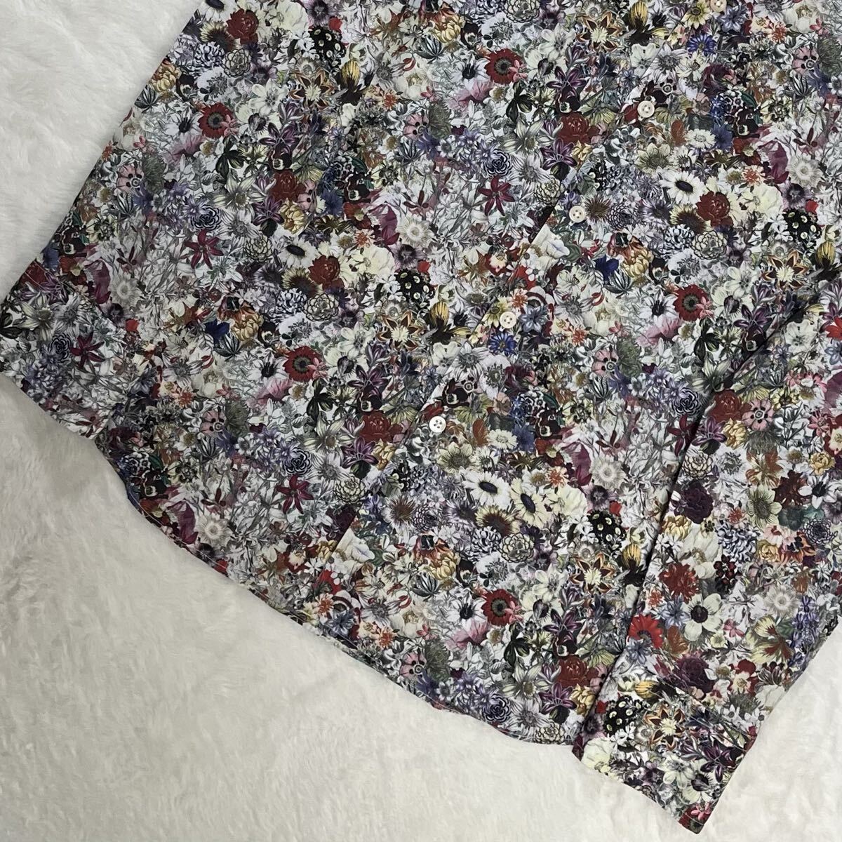 美品/XL 高級ライン ポールスミス 長袖シャツ 総柄 ボタニカルアート 花柄 日本製 Paul Smith 【花の惑星】_画像3