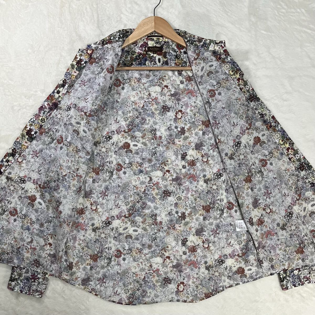 美品/XL 高級ライン ポールスミス 長袖シャツ 総柄 ボタニカルアート 花柄 日本製 Paul Smith 【花の惑星】_画像6