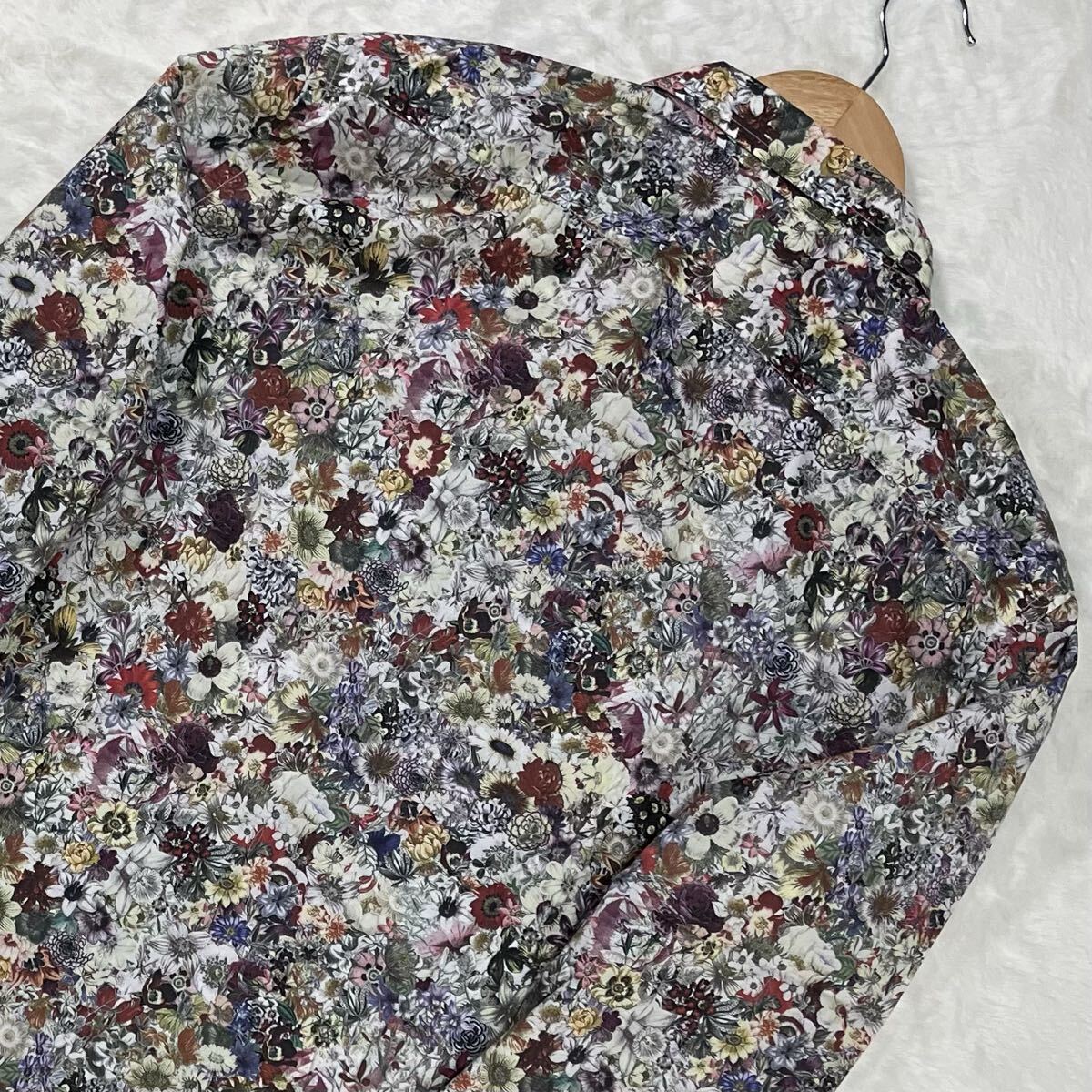 美品/XL 高級ライン ポールスミス 長袖シャツ 総柄 ボタニカルアート 花柄 日本製 Paul Smith 【花の惑星】_画像8