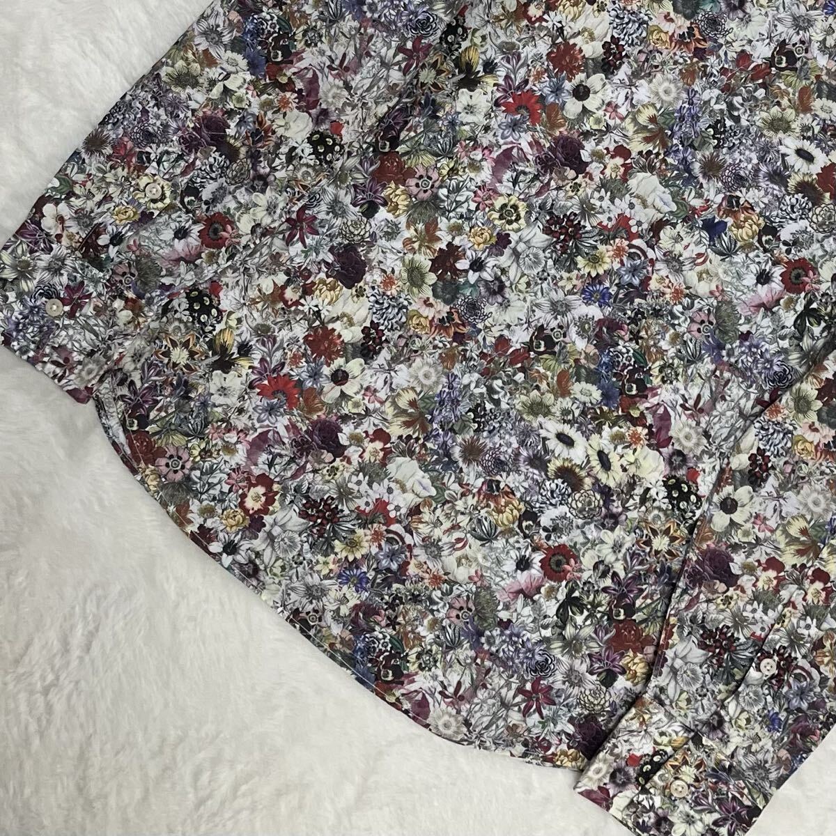 美品/XL 高級ライン ポールスミス 長袖シャツ 総柄 ボタニカルアート 花柄 日本製 Paul Smith 【花の惑星】_画像9