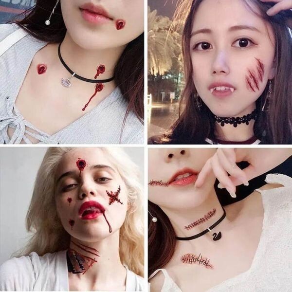 傷シール タトゥー ハロウィン コスプレグッズ 仮装 レディース ブラック NHT014_画像8