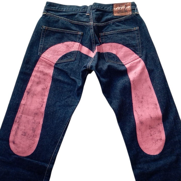 濃紺 W36 希少 エヴィス EVISU NO.1 SPECIAL Lot2000 大黒 カモメ ペイント ピンク セルビッチ エビス ジーンズ スペシャル _画像1