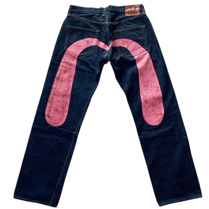 濃紺 W36 希少 エヴィス EVISU NO.1 SPECIAL Lot2000 大黒 カモメ ペイント ピンク セルビッチ エビス ジーンズ スペシャル _画像3