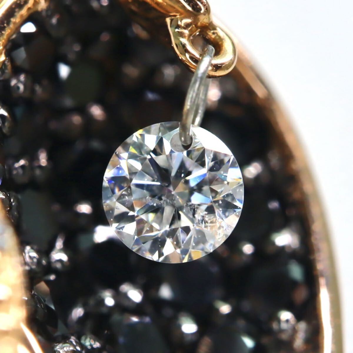 K18PG!!1.41/0.22/0.05ct!!◆天然ブラックダイヤモンド/天然ダイヤモンドネックレス◆N 約10.1g 約50cm ペンダント FA6/FA7 W566_画像3