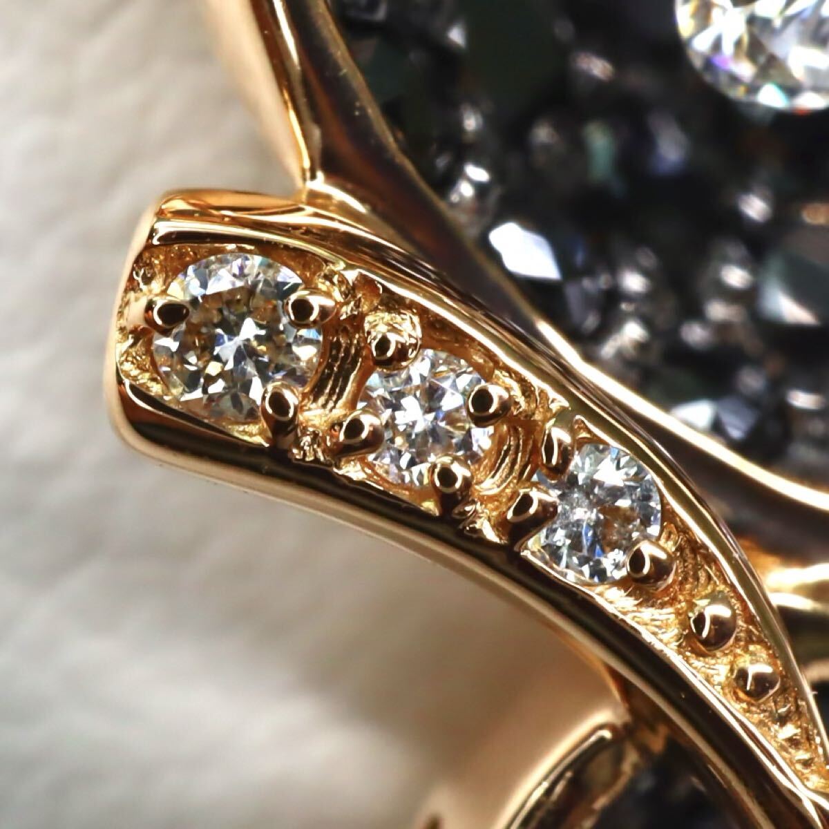 K18PG!!1.41/0.22/0.05ct!!◆天然ブラックダイヤモンド/天然ダイヤモンドネックレス◆N 約10.1g 約50cm ペンダント FA6/FA7 W566_画像4