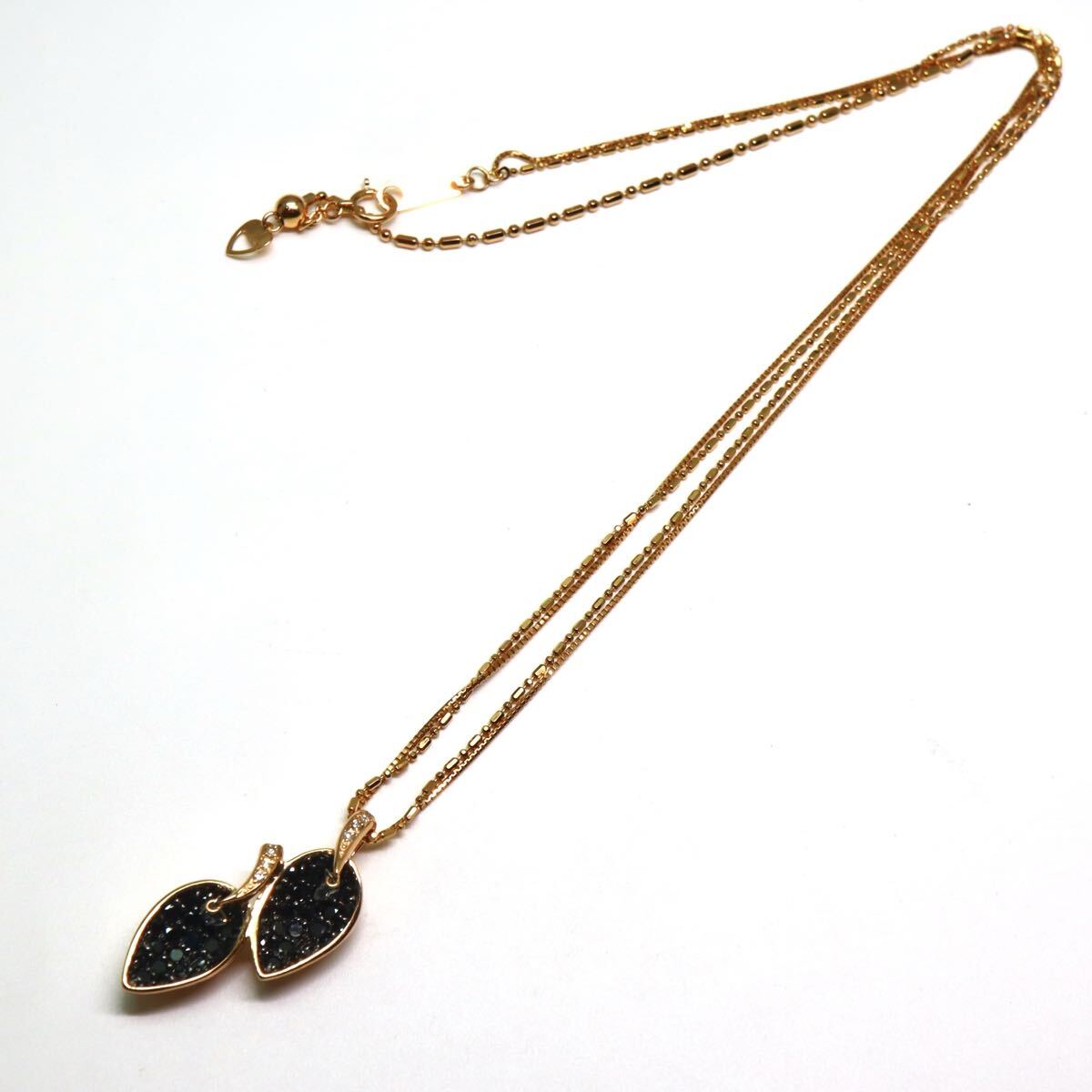 K18PG!!1.41/0.22/0.05ct!!◆天然ブラックダイヤモンド/天然ダイヤモンドネックレス◆N 約10.1g 約50cm ペンダント FA6/FA7 W566_画像10