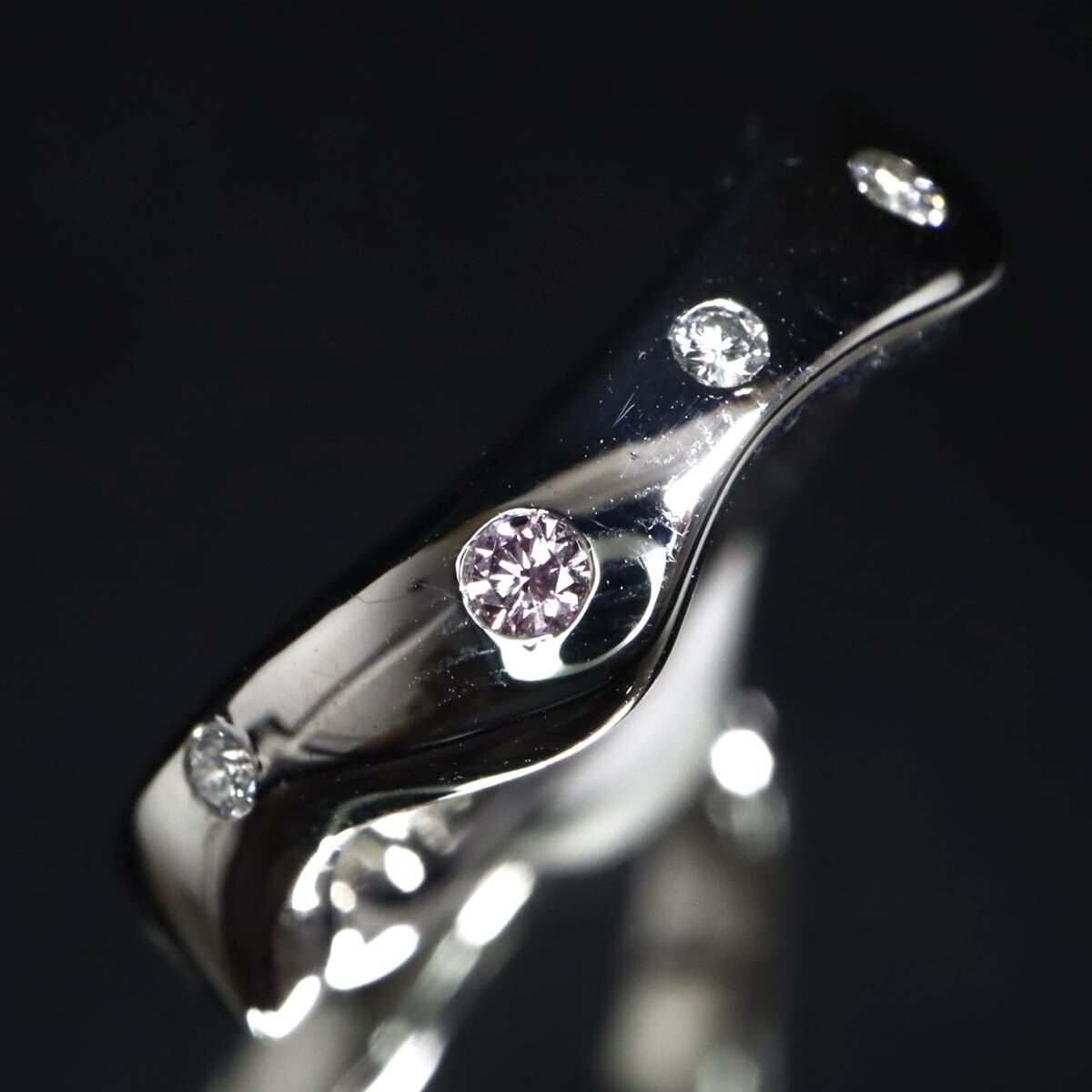 Pt900!!0.099ct!!◆天然ダイヤモンドリング◆N 約7.2g 約10号 #10 diamond 指輪 ring ピンクダイヤモンド jewelry ジュエリー EE1/EE4 W597_画像1