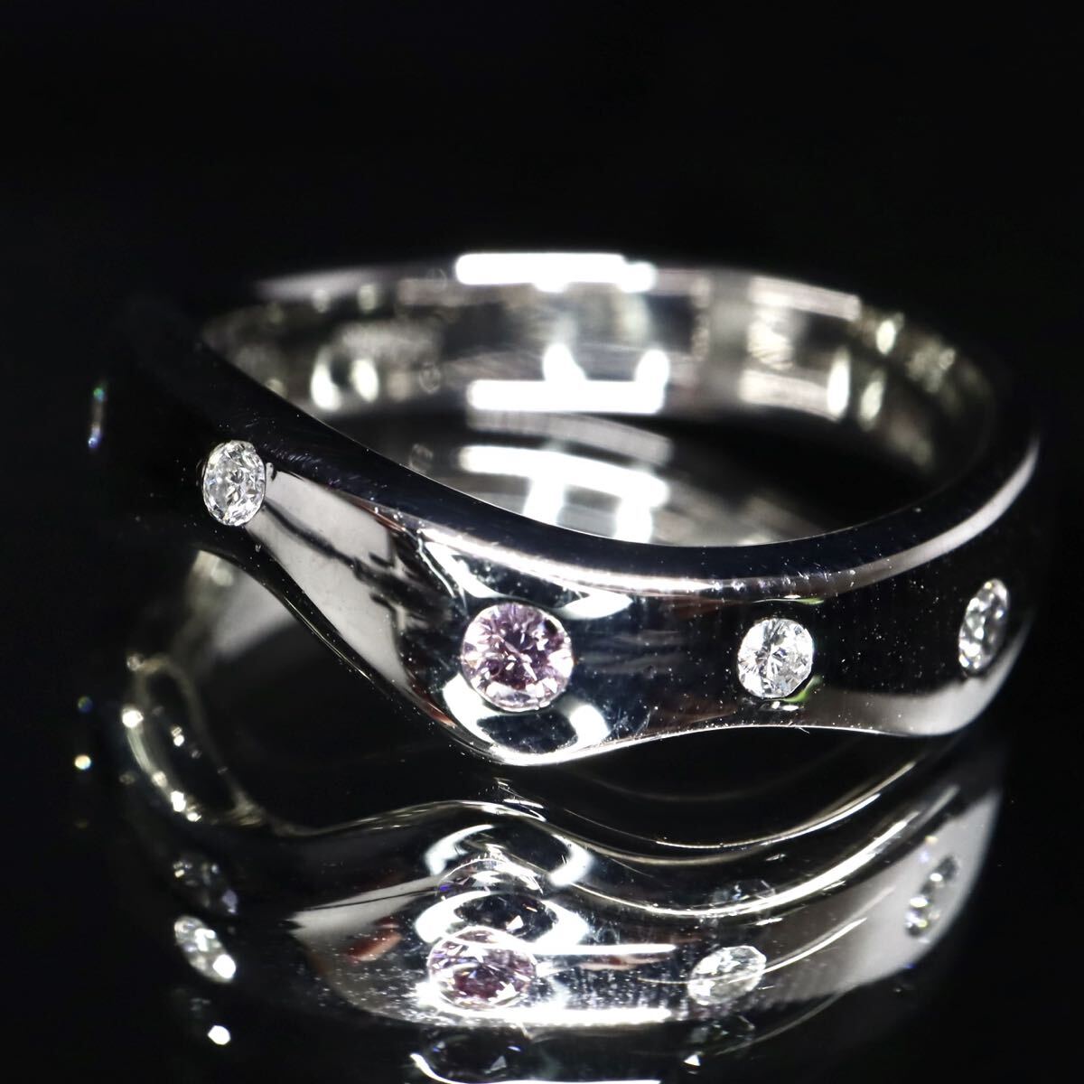 Pt900!!0.099ct!!◆天然ダイヤモンドリング◆N 約7.2g 約10号 #10 diamond 指輪 ring ピンクダイヤモンド jewelry ジュエリー EE1/EE4 W597_画像2