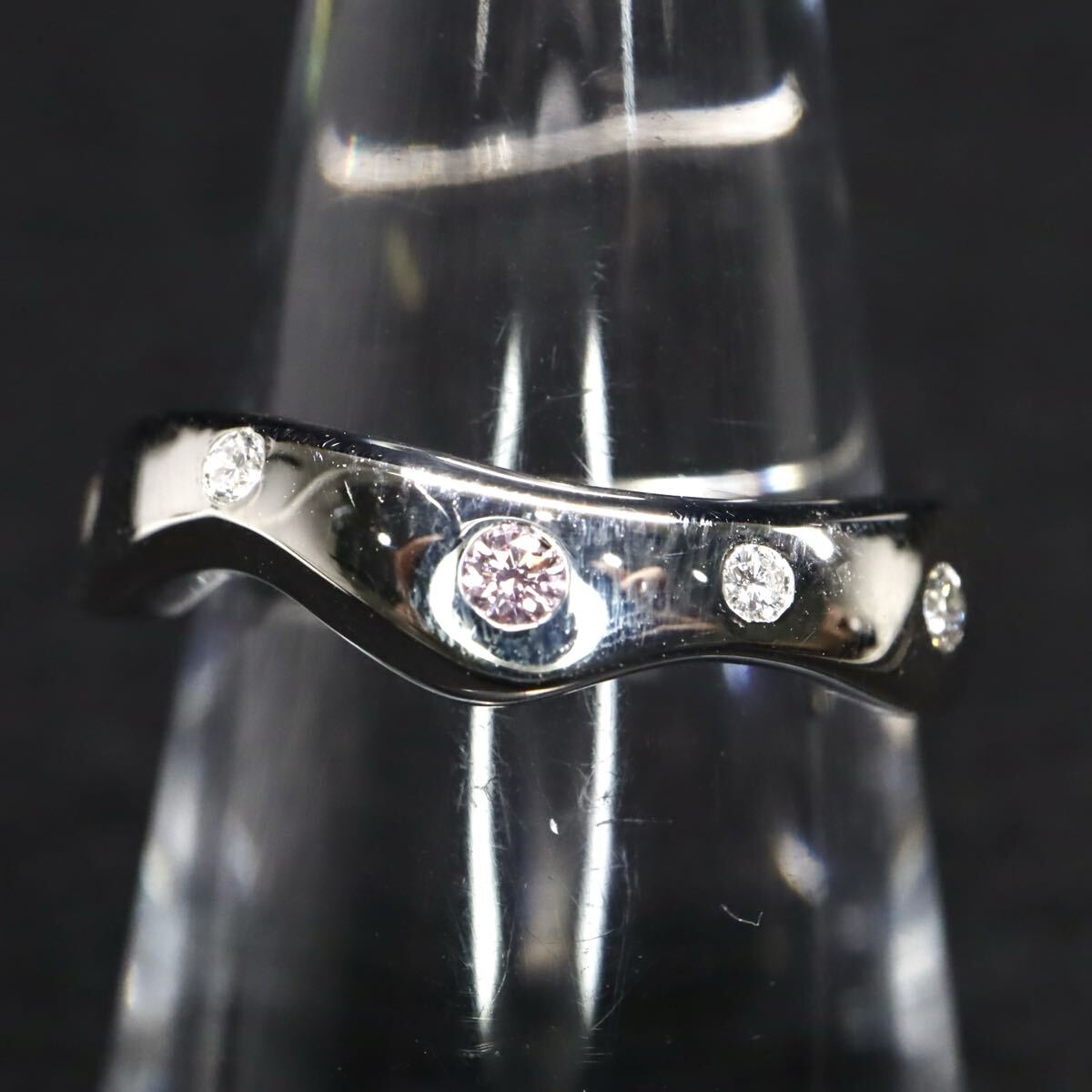 Pt900!!0.099ct!!◆天然ダイヤモンドリング◆N 約7.2g 約10号 #10 diamond 指輪 ring ピンクダイヤモンド jewelry ジュエリー EE1/EE4 W597_画像3