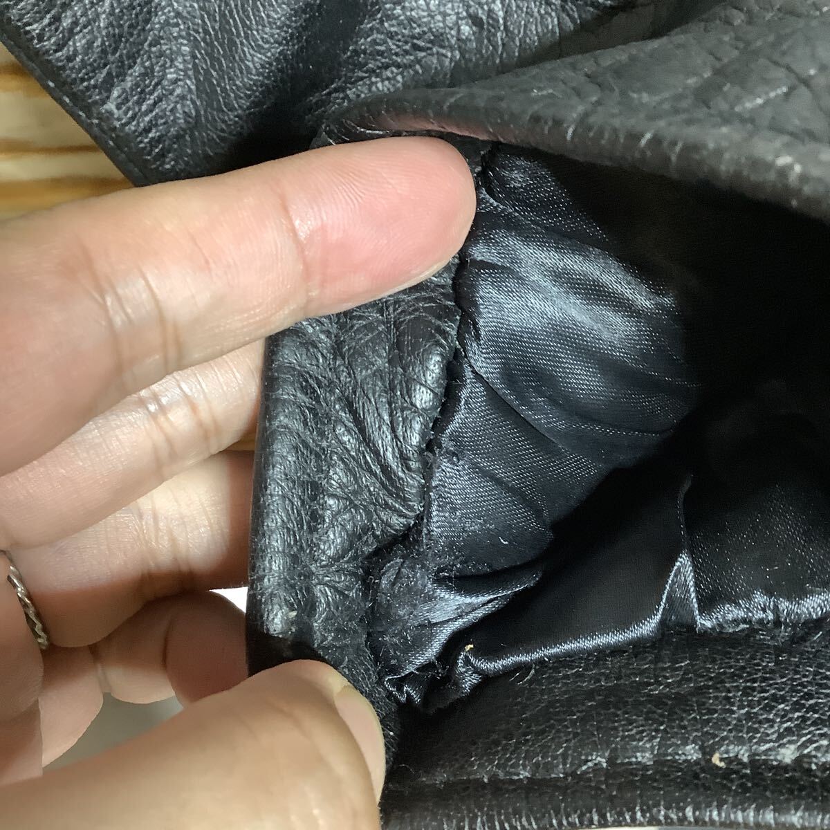 ぬ1754 ノーブランド レザーライダースジャケット ダブルライダースジャケット M ブラック 中綿入り 牛革_画像7