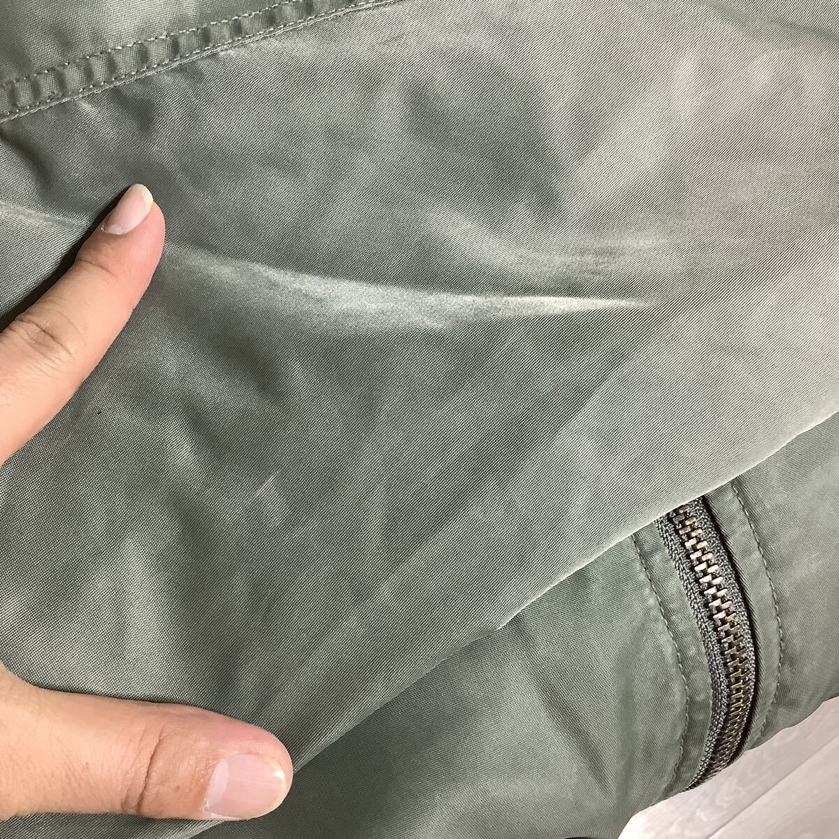 ね1732 Harley-Davidson ハーレーダビッドソン フライトジャケット MA-1 L グレー グリーングレー 中綿入り_画像8