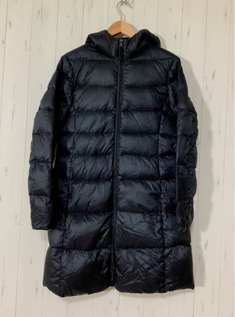 ひ1764 UNIQLO ユニクロ ウルトラライトダウン フーデットコート L レディース ブラック軽量ダウン_画像1