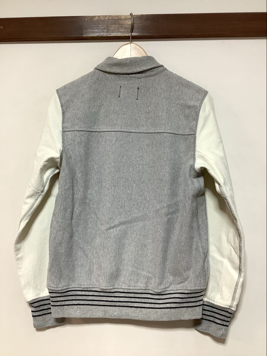 な1736 カナダ製 REIGNING CHAMP レイニングチャンプ スウェットジャケット スウェットスタジャン S グレー/ホワイト 裏パイル _画像2