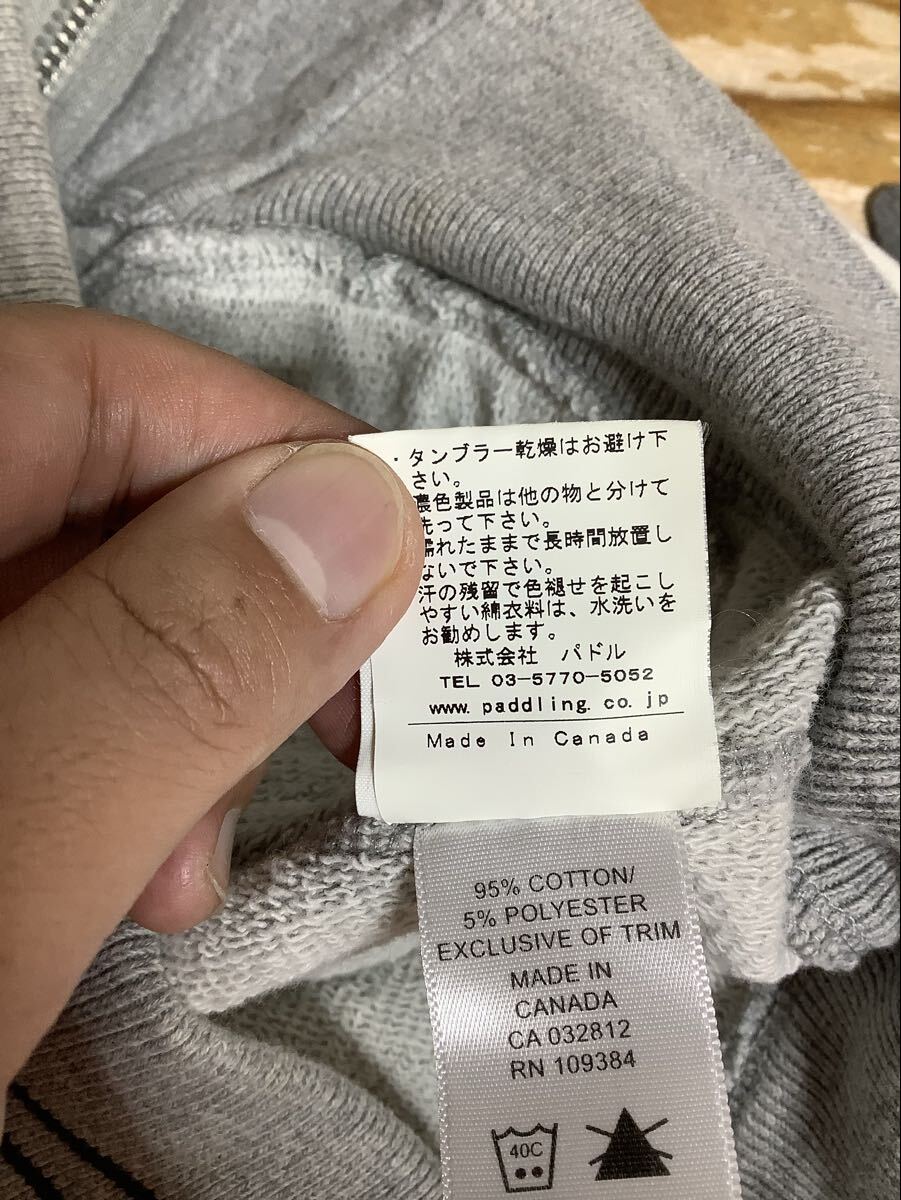 な1736 カナダ製 REIGNING CHAMP レイニングチャンプ スウェットジャケット スウェットスタジャン S グレー/ホワイト 裏パイル _画像5