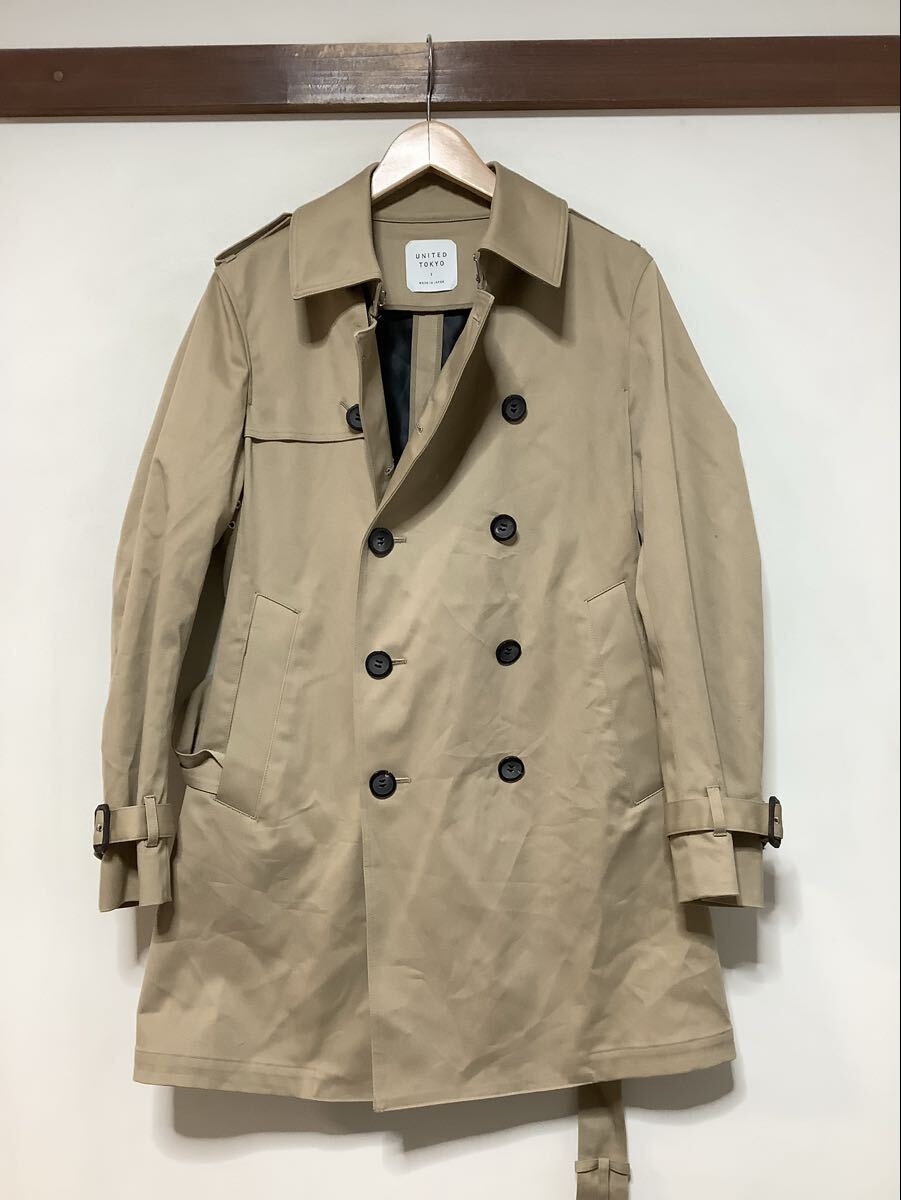 ぬ1752 UNITED TOKYO ユナイテッドトウキョウ トレンチコート 1 ベージュ メンズ 日本製 ストレッチ入り_画像1
