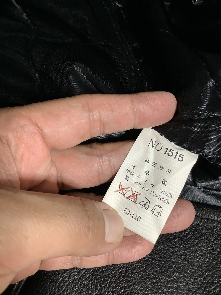 ぬ1754 ノーブランド レザーライダースジャケット ダブルライダースジャケット M ブラック 中綿入り 牛革_画像4
