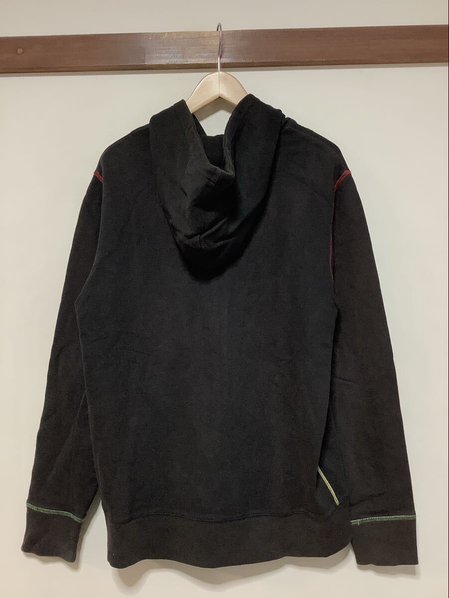 ぬ1760 STUSSY ステューシー ジップアップスウェットパーカー M ブラック 裏パイル 古着 色褪せ_画像2