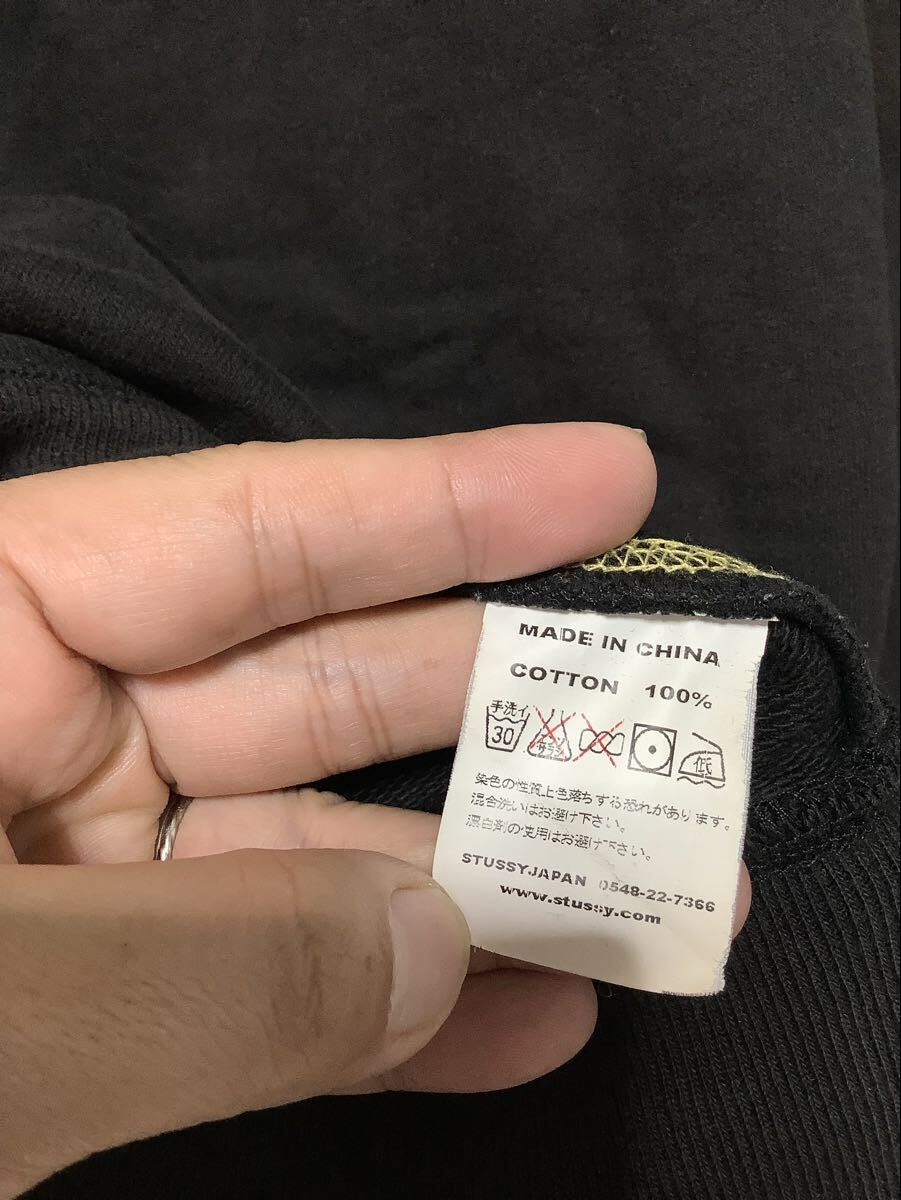 ぬ1760 STUSSY ステューシー ジップアップスウェットパーカー M ブラック 裏パイル 古着 色褪せ_画像4