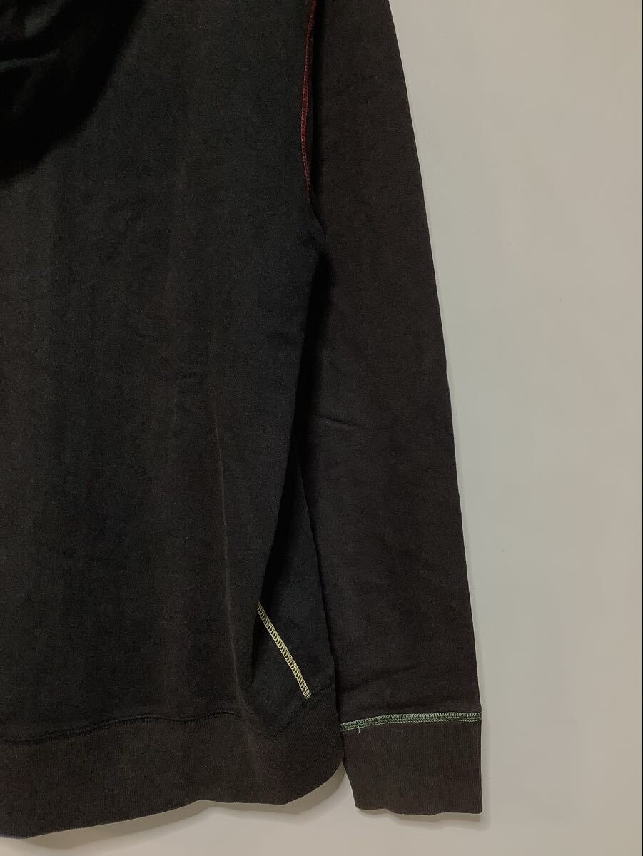 ぬ1760 STUSSY ステューシー ジップアップスウェットパーカー M ブラック 裏パイル 古着 色褪せ_画像5
