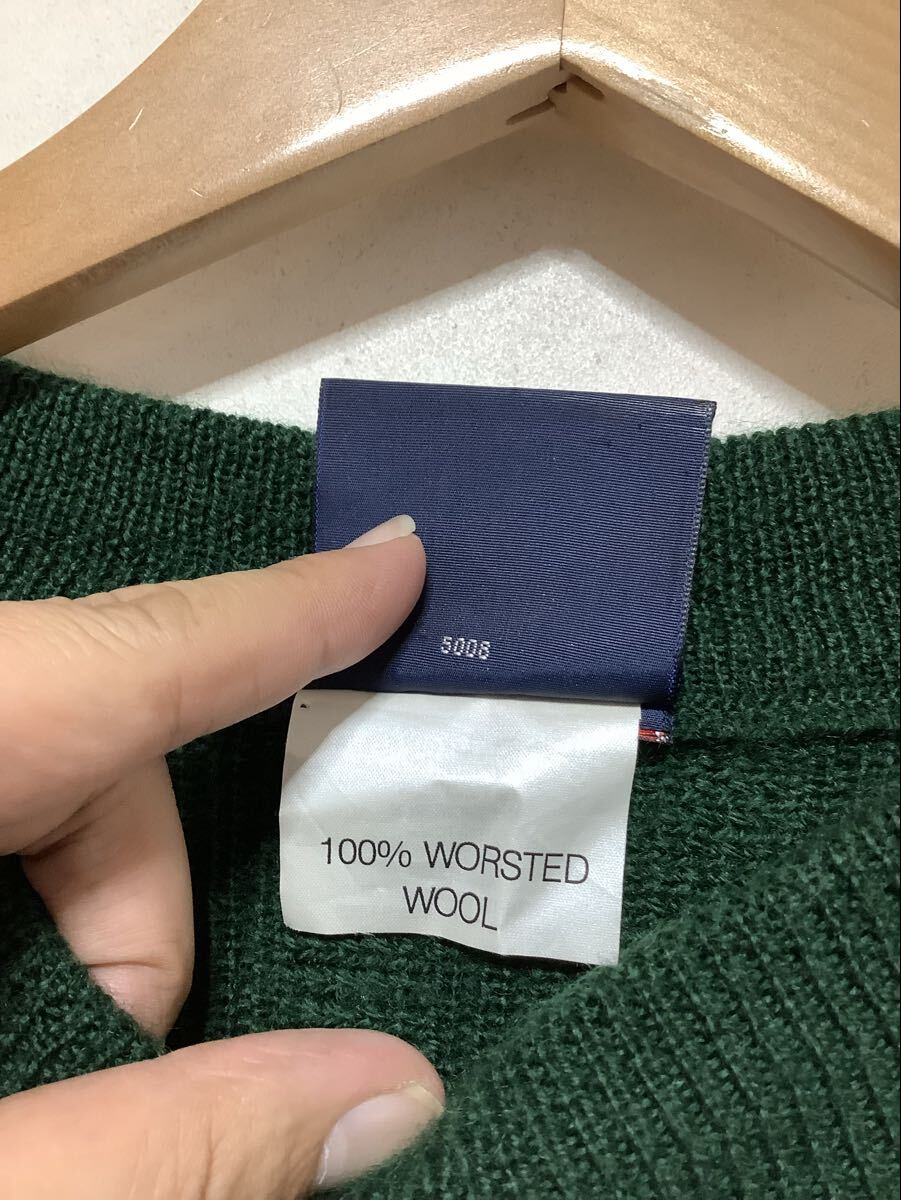 ね1720 Canterbury カンタベリー ウールセーター ニット S グリーン 大きめ オールド ロゴ刺繍_画像4