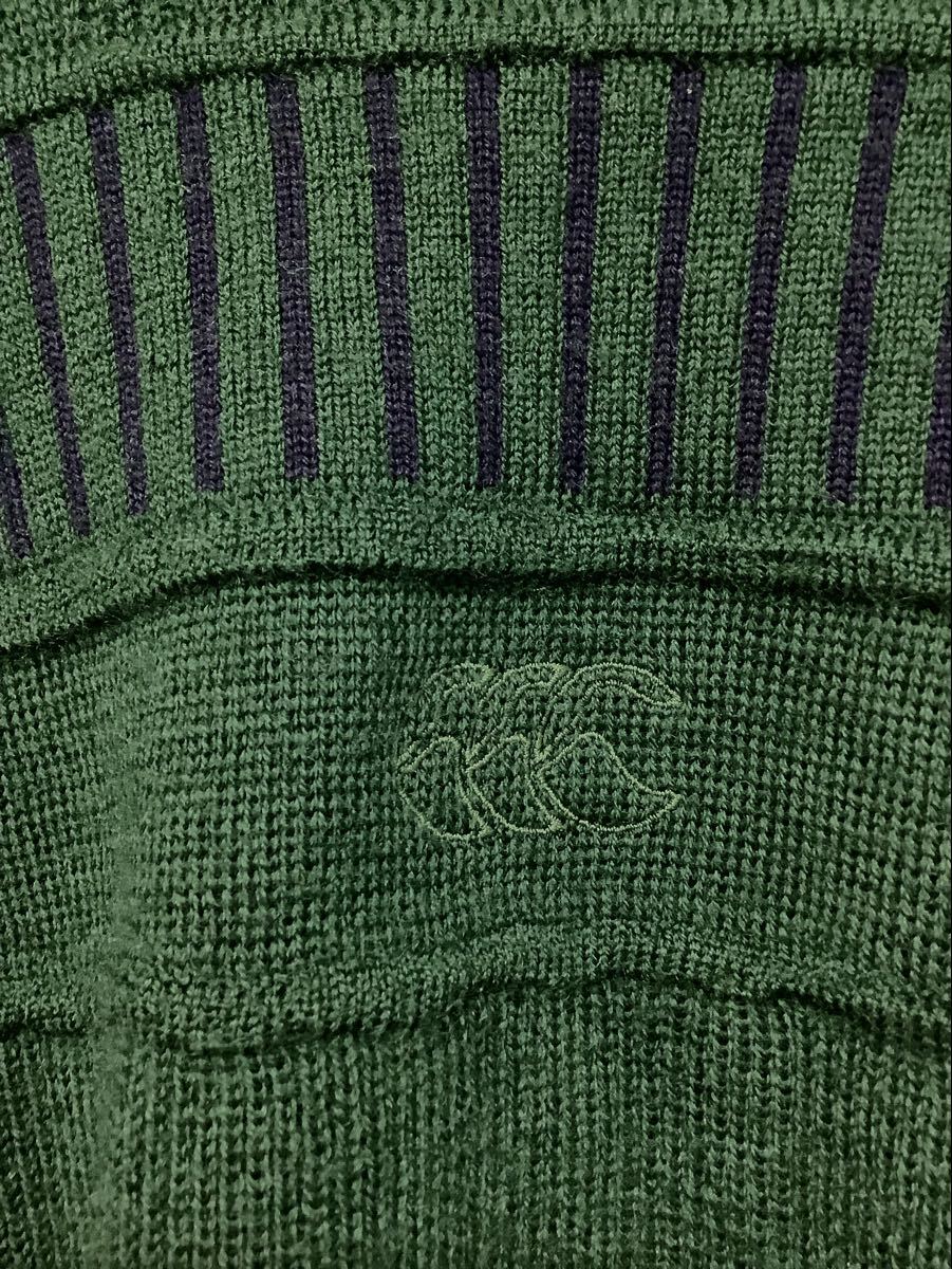 ね1720 Canterbury カンタベリー ウールセーター ニット S グリーン 大きめ オールド ロゴ刺繍_画像5