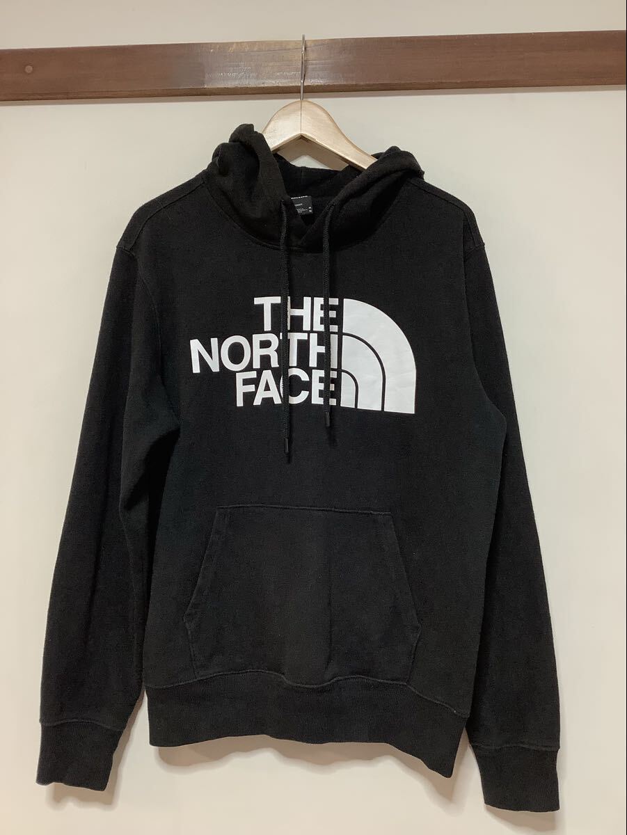の1741 THE NORTH FACE ノースフェイス ビッグロゴプリント Hoodie フーディー スウェットパーカー M ブラック 裏起毛 プルオーバー_画像1