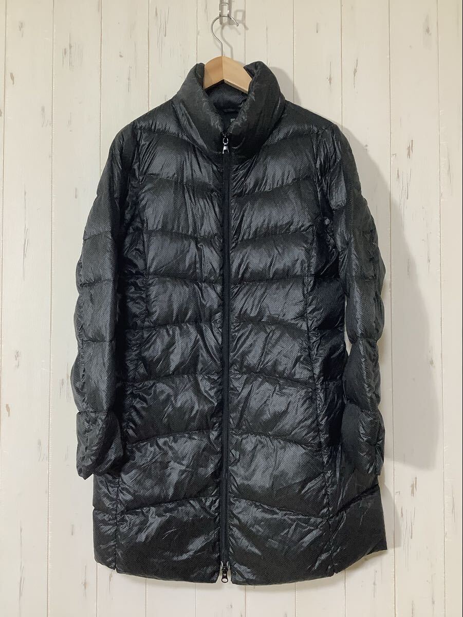 は1786 UNIQLO ユニクロ ウルトラライトダウン ヘリンボーン ダウンコート L レディース ブラック 軽量ダウン_画像1