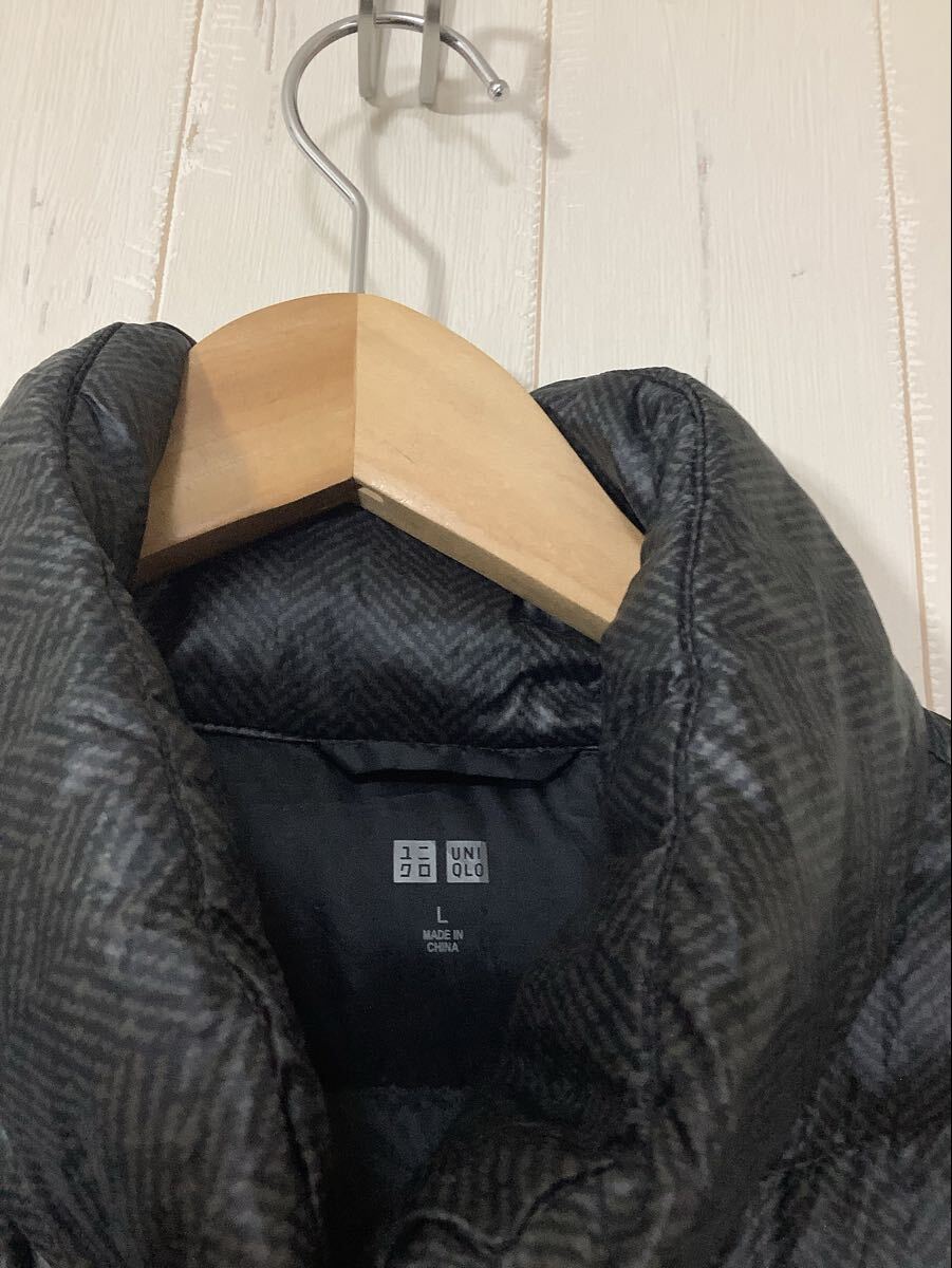 は1786 UNIQLO ユニクロ ウルトラライトダウン ヘリンボーン ダウンコート L レディース ブラック 軽量ダウン_画像3
