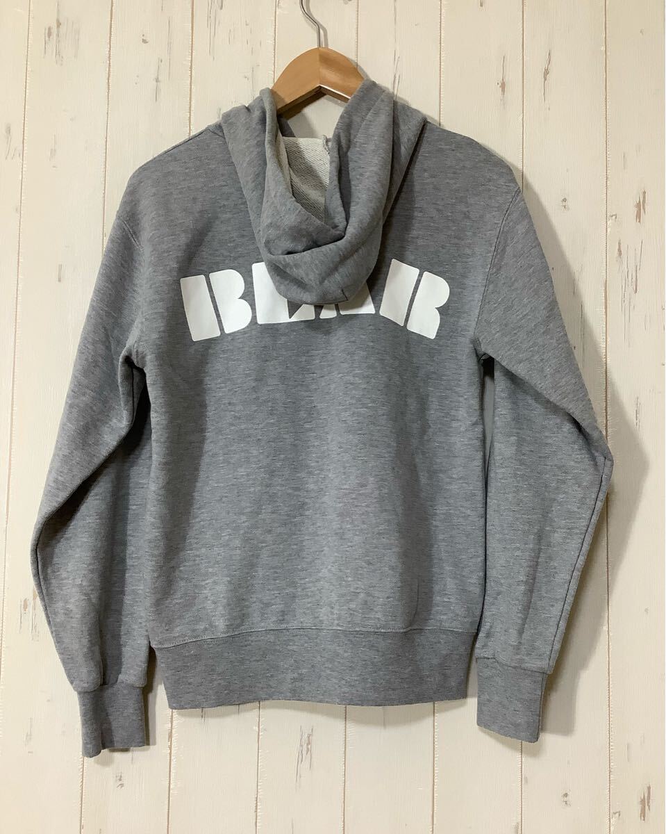 な1771 BEAMS T ビームスティー ジップアップスウェットパーカー BEAR 熊刺繍 XS グレー 裏パイル_画像2