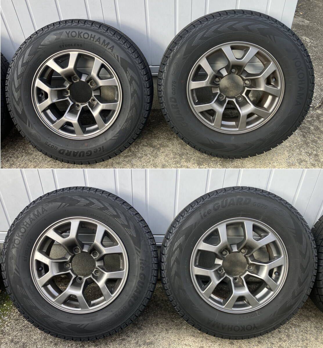スタッドレスタイヤ(ヨコハマiceGuard) 195/80R15　ジムニーシエラ純正アルミ4本セット_画像1
