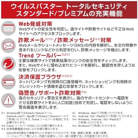 トレンドマイクロ ウイルスバスター トータルセキュリティ スタンダード 3年版 日本語 6台まで対応 ダウンロード利用 PC スマホ タブレット_画像4