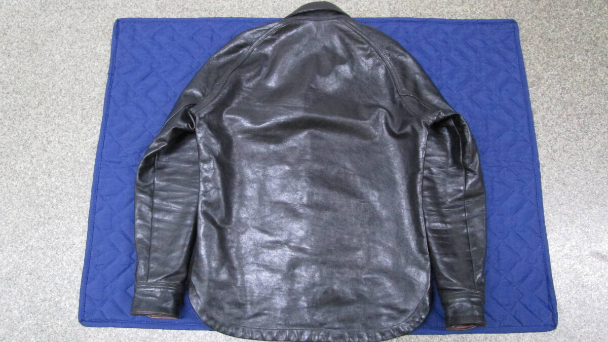 美品　デラックスウエア★40ｓレザーシャツ　ブラック　サイズＸＬ★_画像3