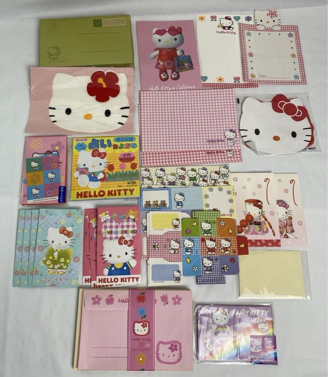 M 中古品/現状品/未使用あり】Hello kitty ハローキティ ポストカード・封筒・ぽち袋・ちよがみ 半端/使いかけ まとめて 送料無料_画像1