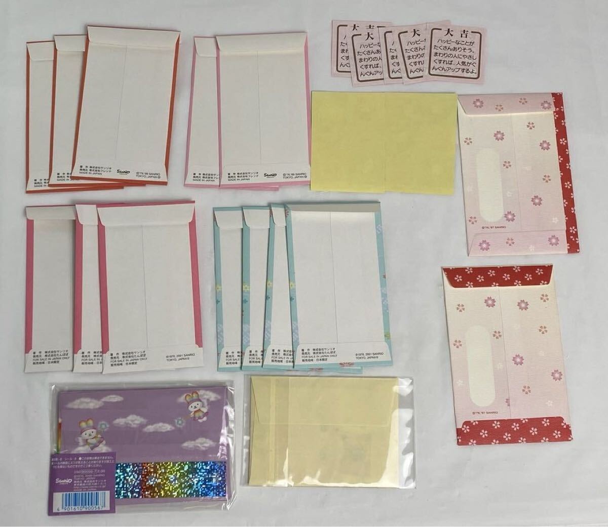 M 中古品/現状品/未使用あり】Hello kitty ハローキティ ポストカード・封筒・ぽち袋・ちよがみ 半端/使いかけ まとめて 送料無料_画像5