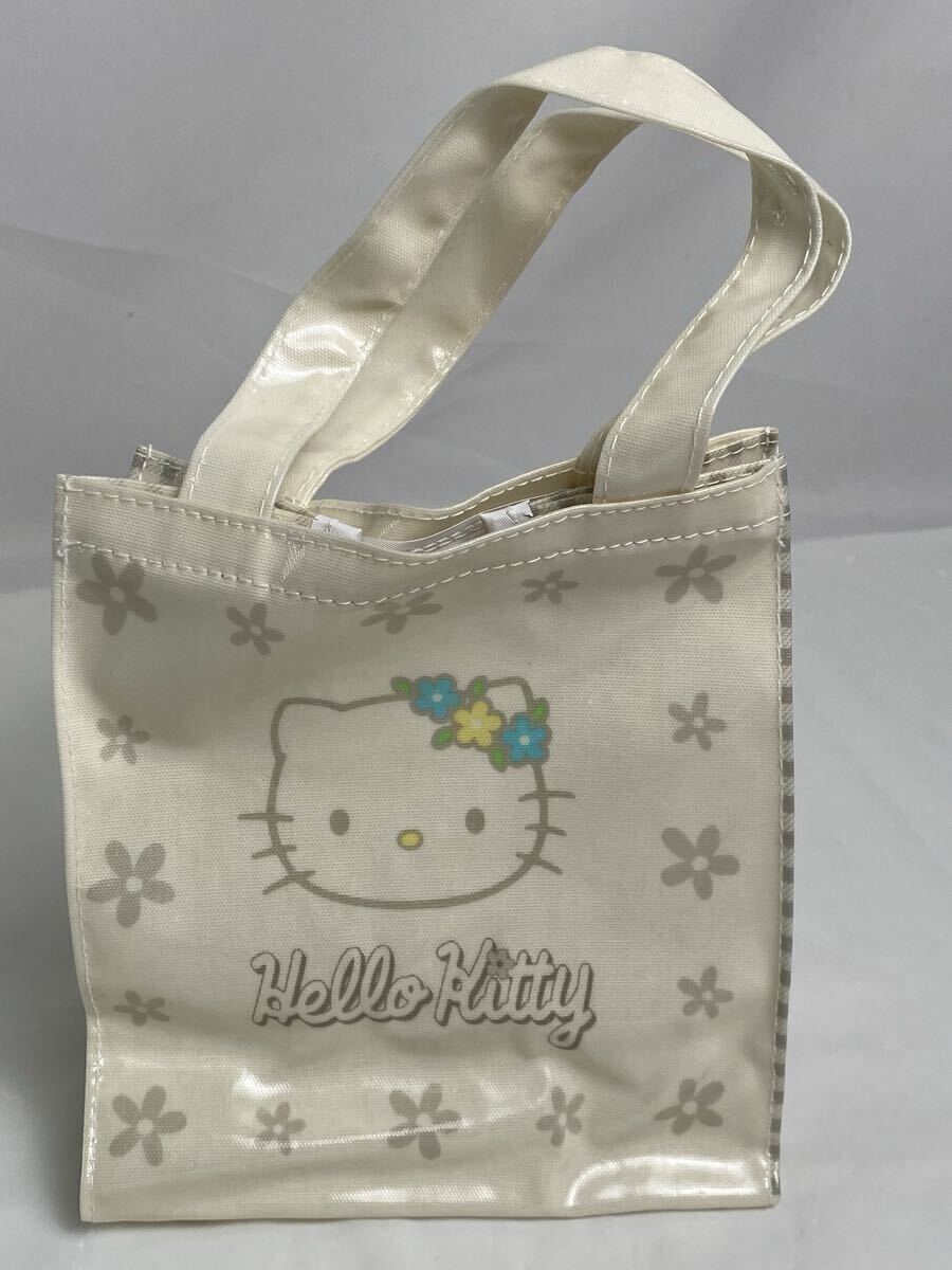 M 中古品/未使用】Hello kitty ハローキティ ミニ トートバッグ×2点・プチタオル 送料無料 キティ レトロ お花 チェック 1998年_画像4