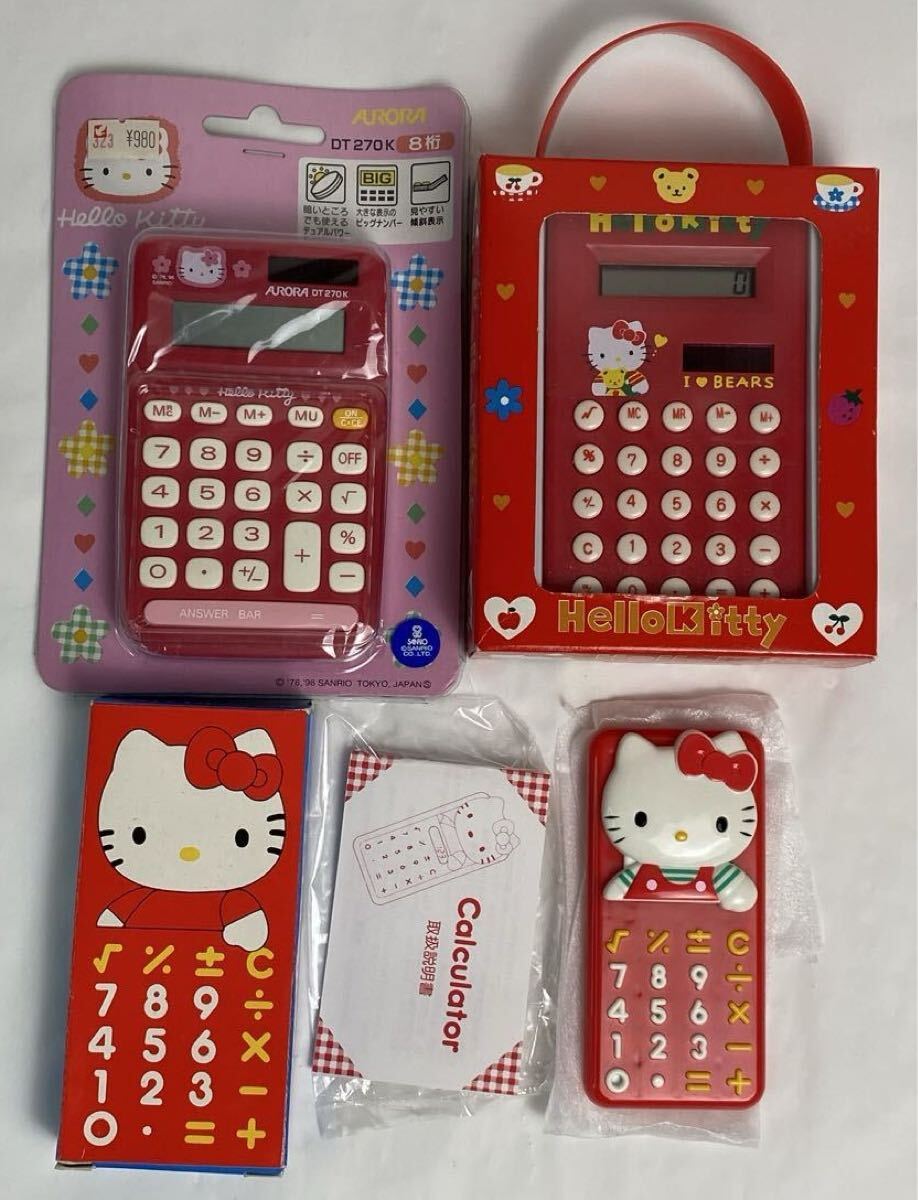 M 中古品/未使用】Hello kitty ハローキティ 電卓 まとめて 計3点 送料無料 キティ レトロ 雑貨 1993-1996年_画像1