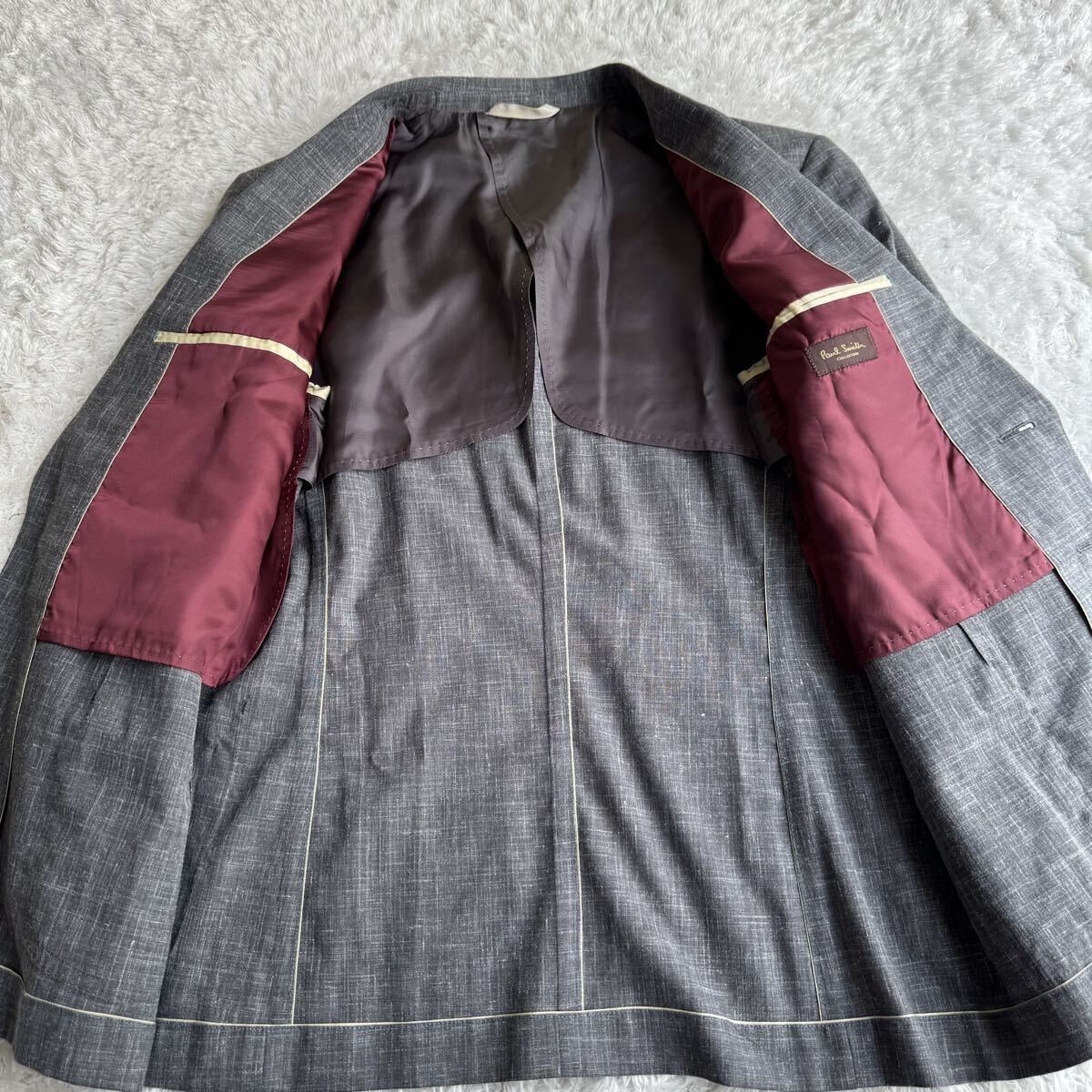 【試着程度の極美品】 ポールスミス コレクション 麻 ウール ジャケット シェルボタン 春夏 _画像5