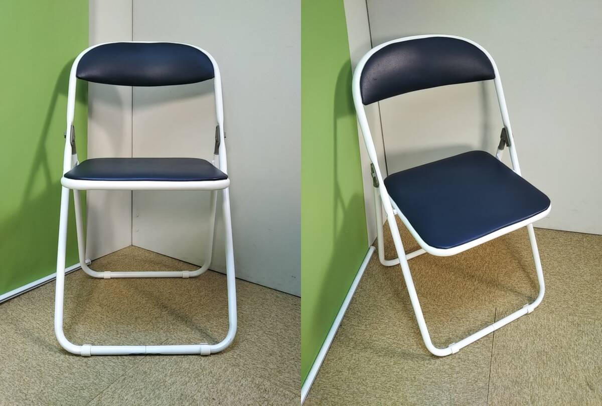 【全国送料無料】▼折りたたみイス パイプ椅子 折りたたみ椅子▼藤沢工業▼WF-103 ネイビー▼中古品▼A-1565_画像10