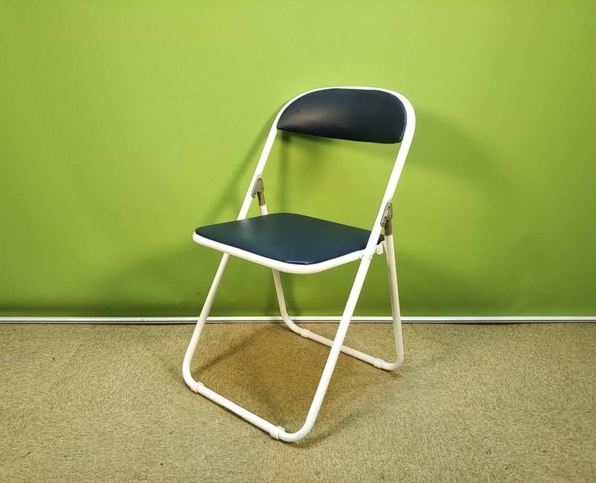 【全国送料無料】▼折りたたみイス パイプ椅子 折りたたみ椅子▼藤沢工業▼WF-103 ネイビー▼中古品▼A-1565_画像7