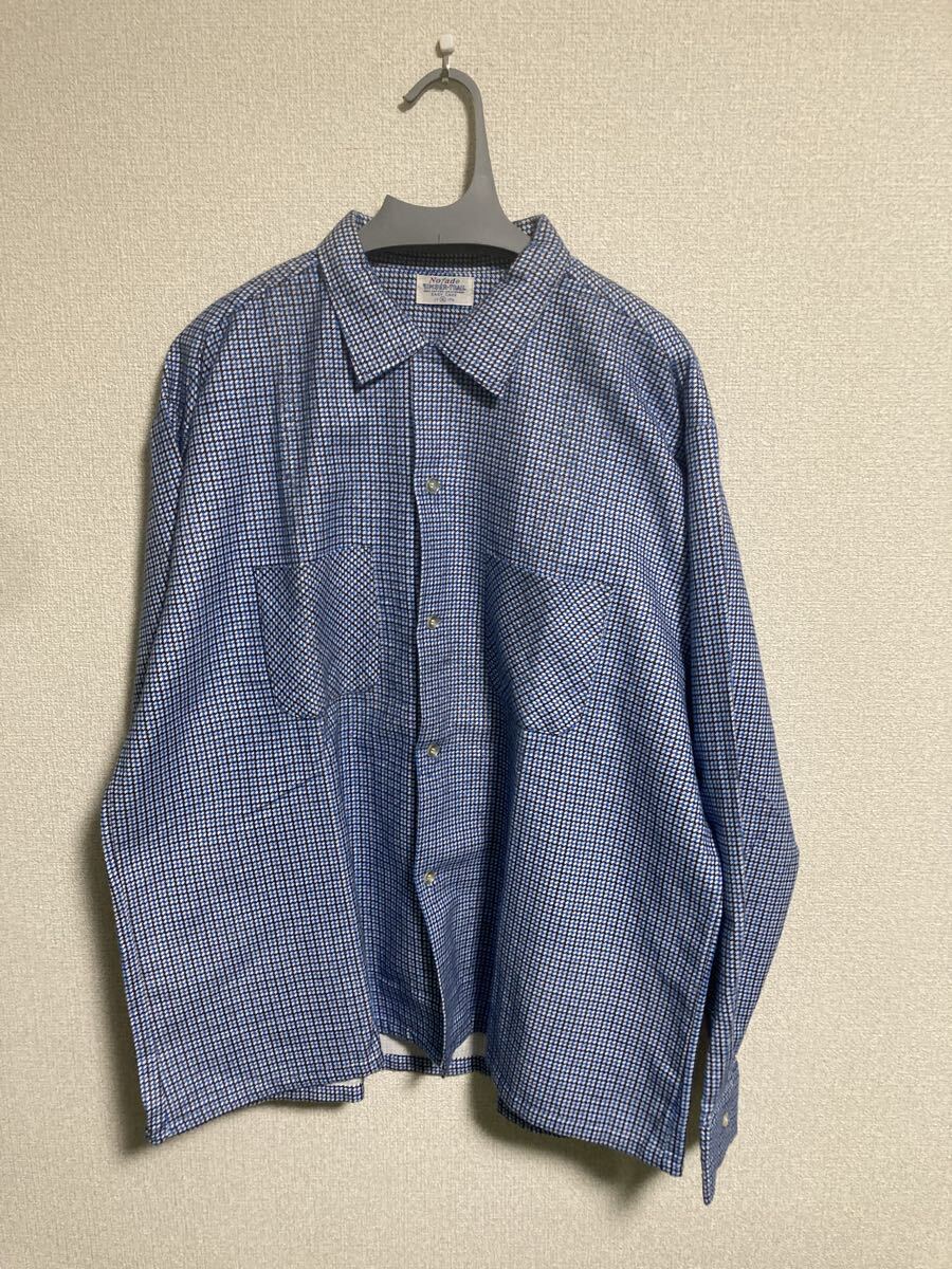 60s 激レアビンテージ nofade プリントネルシャツ 千鳥格子 青白紺 奇跡のデッドストック_画像2