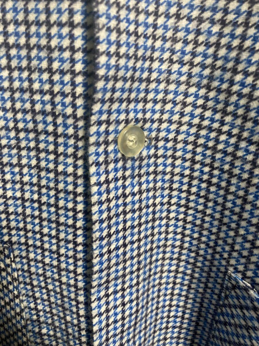 60s 激レアビンテージ nofade プリントネルシャツ 千鳥格子 青白紺 奇跡のデッドストック_画像3