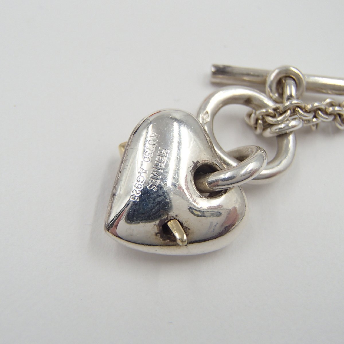 *HERMES Hermes Heart ссылка подвеска с цепью колье Gold комбинированный / silver925 k18 примерно 12.1g/ серебряный *SN