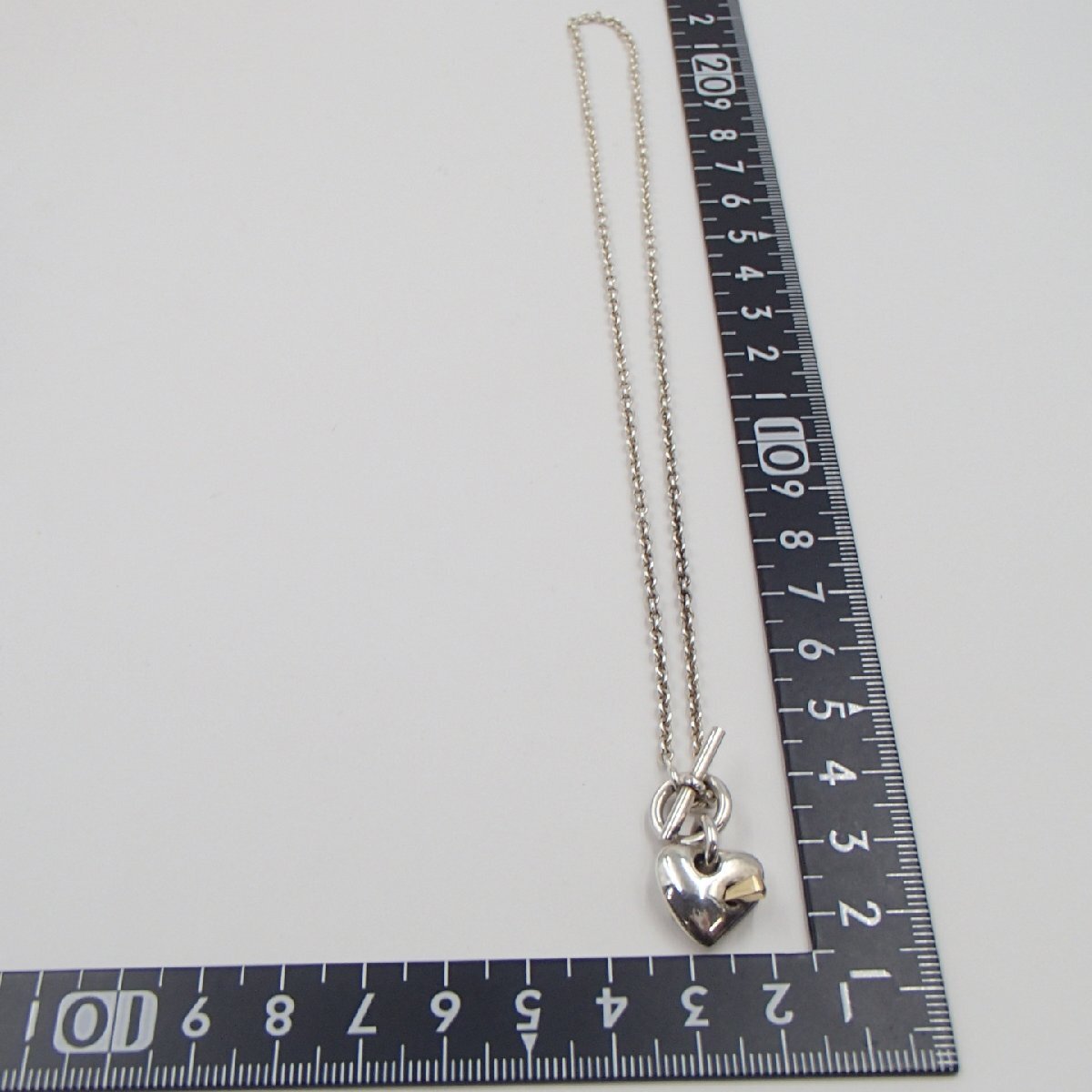 *HERMES Hermes Heart ссылка подвеска с цепью колье Gold комбинированный / silver925 k18 примерно 12.1g/ серебряный *SN