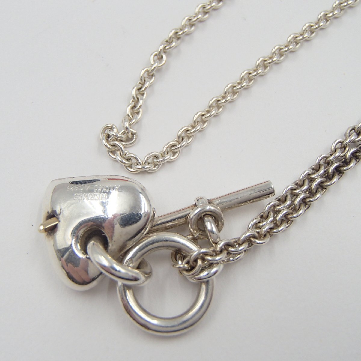 *HERMES Hermes Heart ссылка подвеска с цепью колье Gold комбинированный / silver925 k18 примерно 12.1g/ серебряный *SN